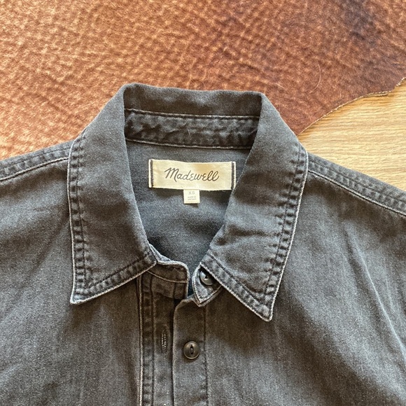 Madewell black denim button up long sleeve: Madewell Western Shirt in Lunar Wash - Picture 3 of 6